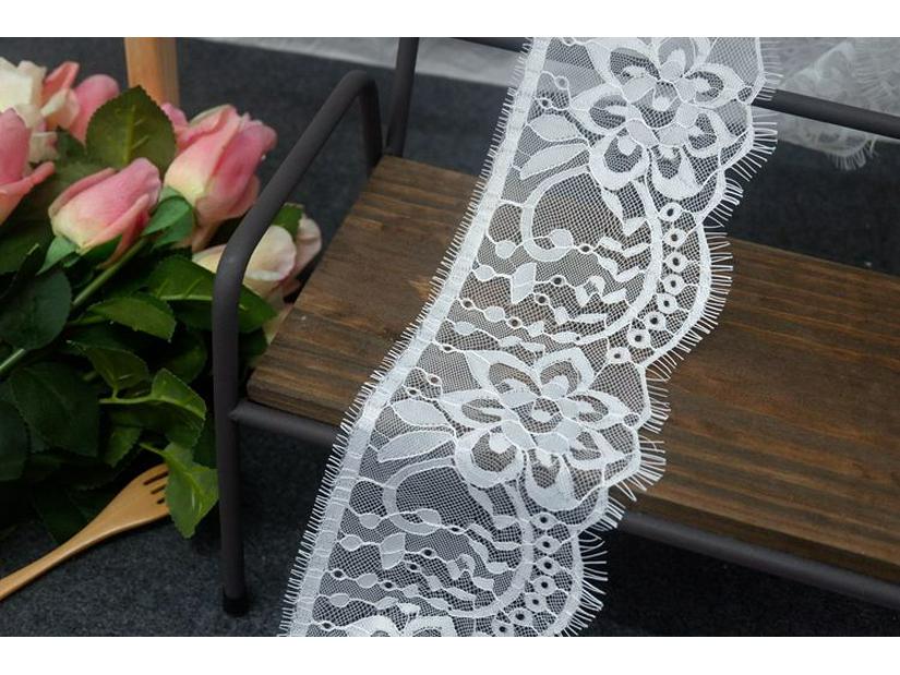Gold Thread Black & White Double-Sided Eyelash Lace Fabric for DIY Clothing Straps & Splicing
