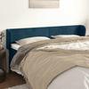 Headboard - With Ears (classical) - Dark Blue Velvet - Solid Wood Feet - 203 X 23 X 78/88 Cm