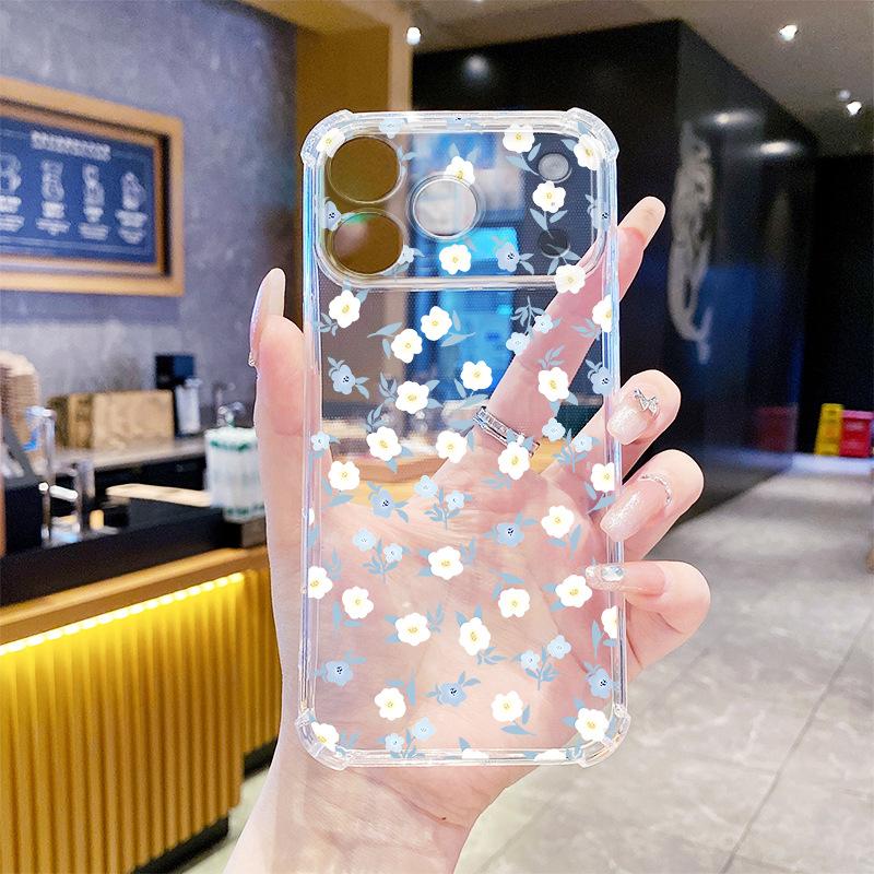 Processing gentle wind blue and white floral UV painted iPhone17promax mobile phone case anti-drop protective case