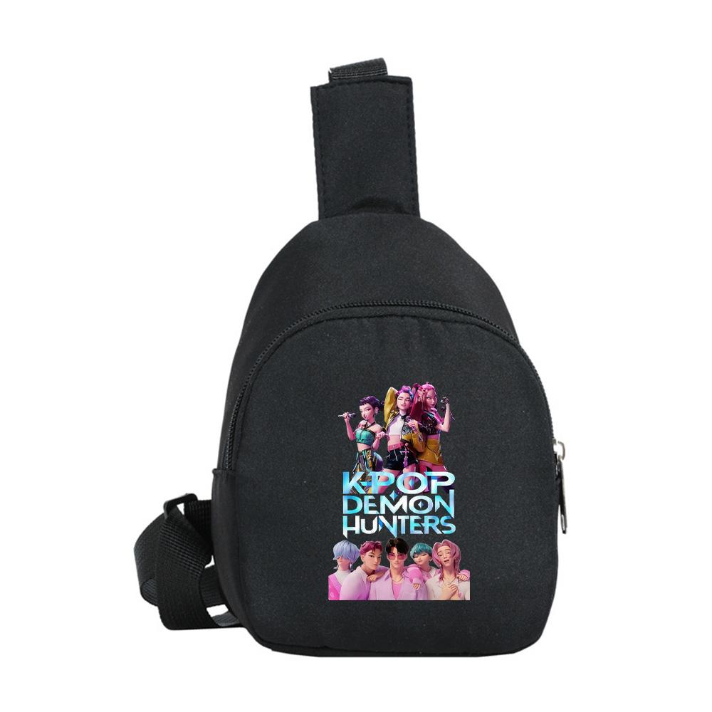 Anime Cartoon K-Pop Demon Hunters Printed Kawaii Chest Pack for Boy Girl Shoulder Bag Student Portable Crossbody Pouch Kid Gift
