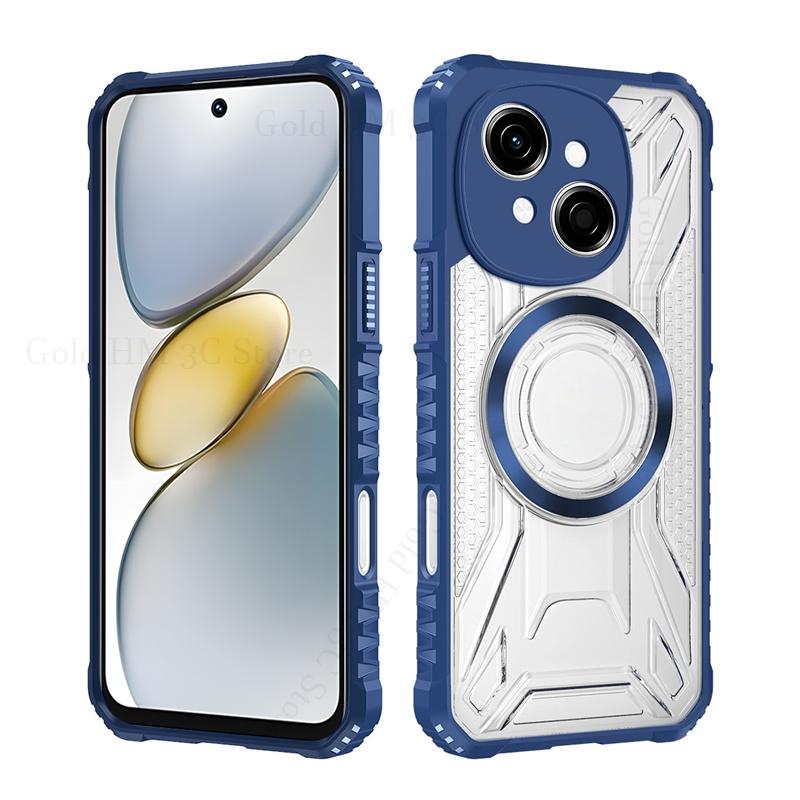 Military Grade Hybrid Armor Clear Case For Tecno Spark 30 20 10 Pro Go 1S 2025 Heavy Duty Magnet Cover Pop 9 8 Pro Pova 6 5 Pro