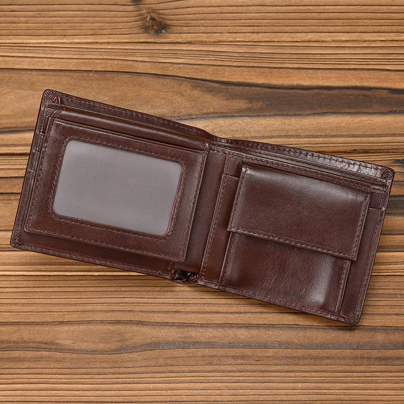 Trifold Genuine Leather Wallet Card Clip Wallet Men Male Short Purse Wallet Coins Business Credit Full Grain Leather Wallet