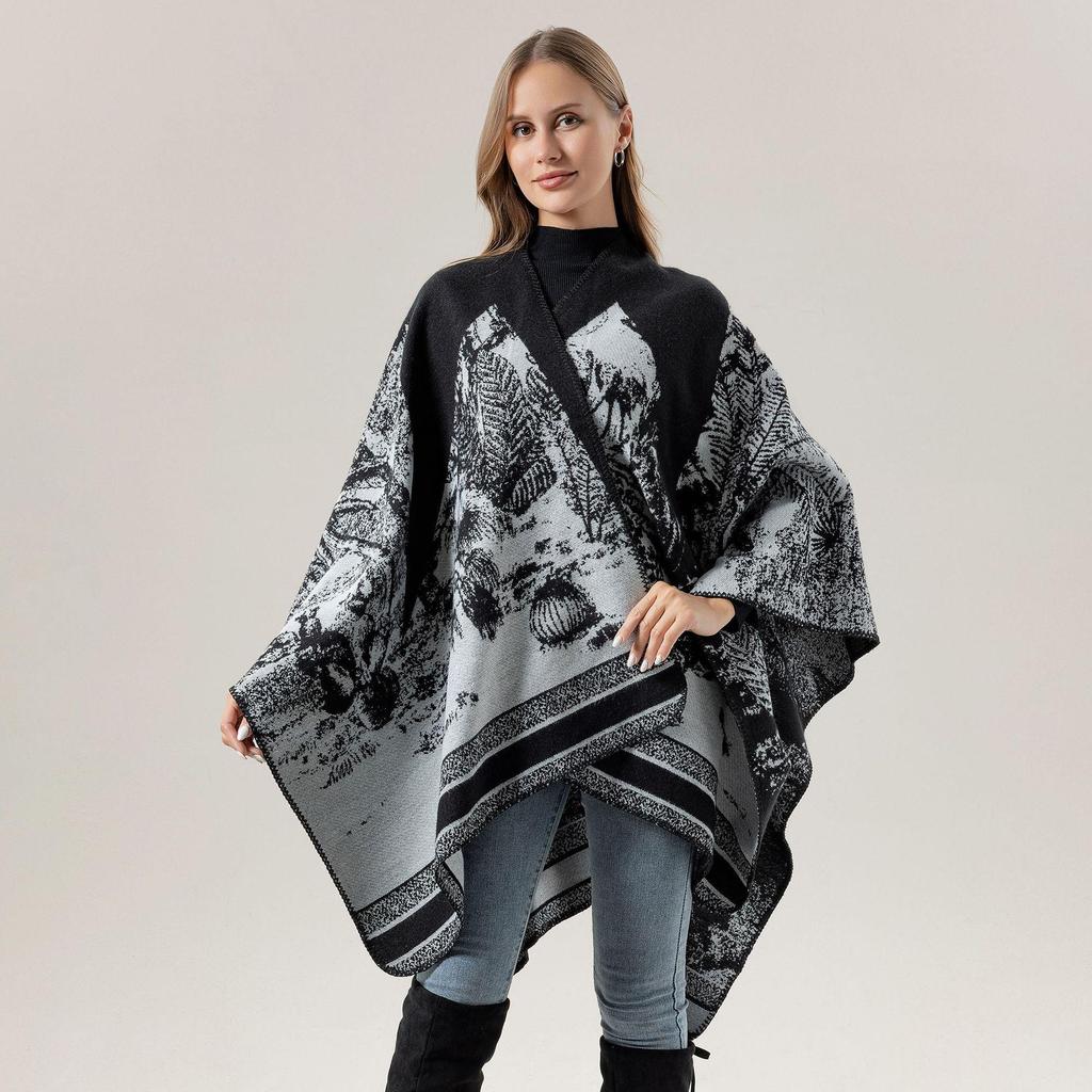 New Yunnan Ethnic Style Double-Sided Shawl: Versatile Warm Cloak Scarf for Women