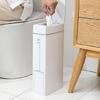 Slim Plastic Trash Can with Toilet Brush Holder 4.5L Garbage Can with Press Top