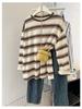 Women's Black Striped Long-Sleeve T-Shirt, Spring/Autumn 2025 Trend, Designer Look, Unique Base Layer, Loose Fit