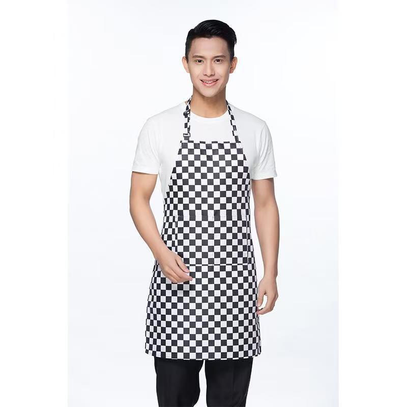 

Кухонный фартук для готовки, фартук-хольтер шеф-повара с 2 карманами, кейтеринговый фартук без рукавов, мужской, женский, для барбекю, официанта, с принтом 1 pc