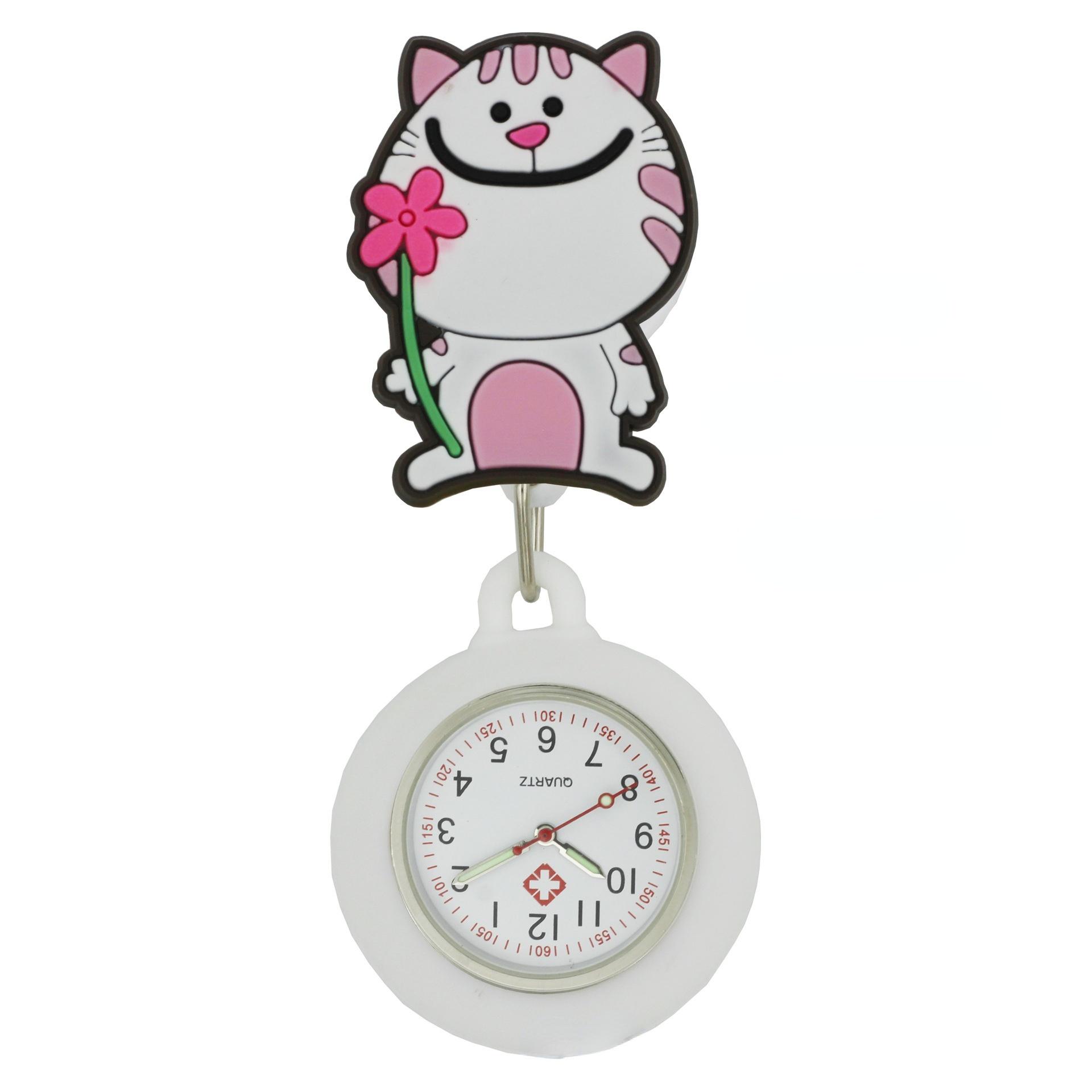 

Милые модели с героями мультфильмов, выдвижные силиконовые карманные часы для медсестры и доктора, красочный подарок для больниц, медицинских женщин и мужчин, катушка со значком white cat