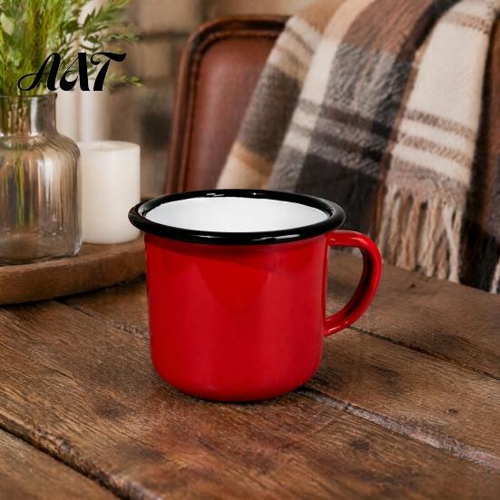Nostalgic Style Drinkware Retro Enamel Coffee Mug, 360ml Vintage Colorful Tea Cup, Camping Enamelware for Office And Home Use Gift Lovers