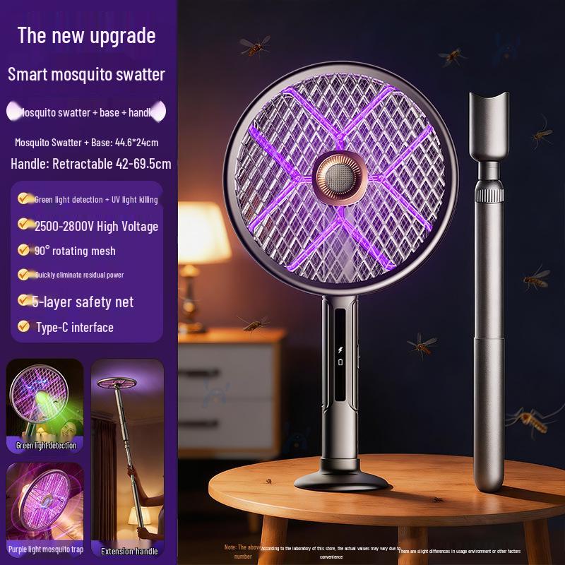 Foldable Telescopic Electric Mosquito Swatter & Luring USB Rechargeable Mosquito Killer Racket - 2-in-1 Household Device