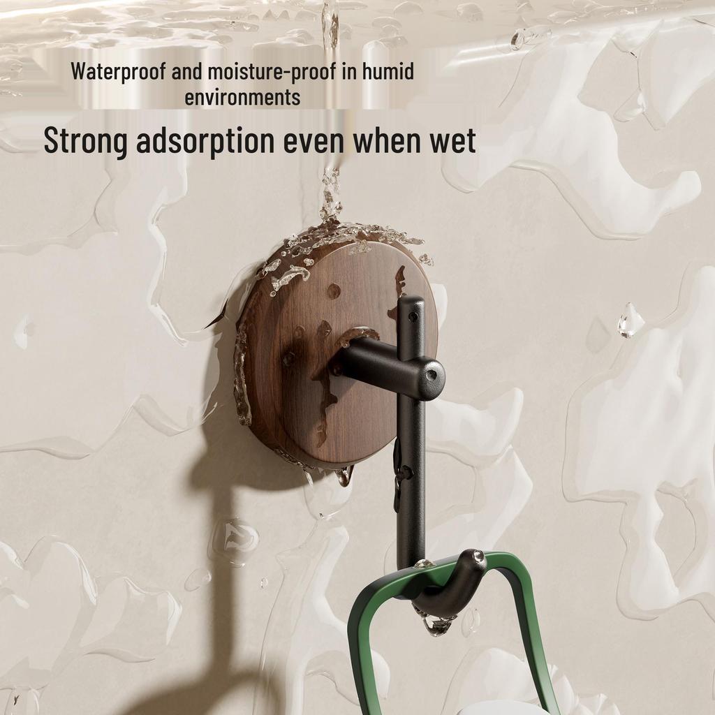 Walnut Solid Wood Door Hook, Nail-Free Wall-Mounted Clothes Hanger for Bedroom Decor