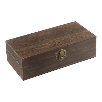 Boîte de rangement rectangulaire en bois pour stocker le thé, les grains de café et décorer la maison, boîte en bois avec boucle rétro 20 x 10 x 6 cm