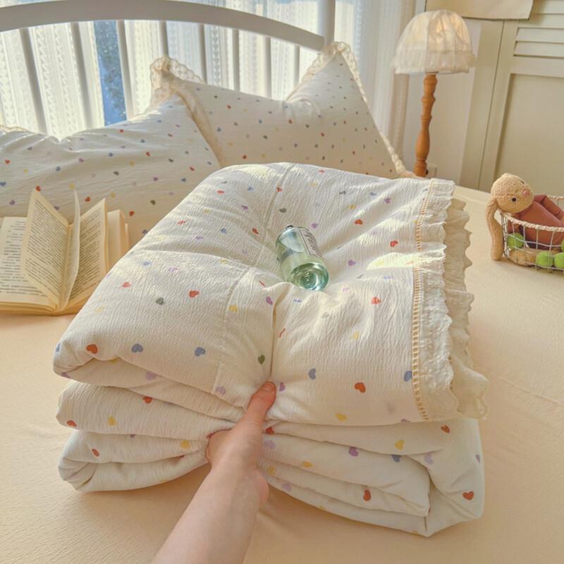 LISM Wrinkled Gauze Lace Summer Quilt