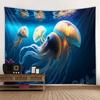 Underwater Jellyfish Wall Tapestry, Dreamy Cartoon Style, Children's Room Background Poster, Home Decoration Mural, Bed Sheets