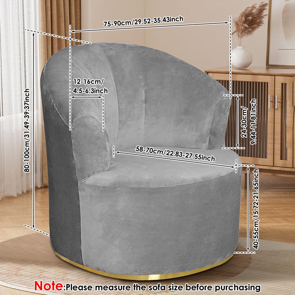 Swivel Barrel Chair Cover Polyester Elasticity Round Club Armchair Slipcover Soft Comfortable Single Seat Cover Furniture Decor