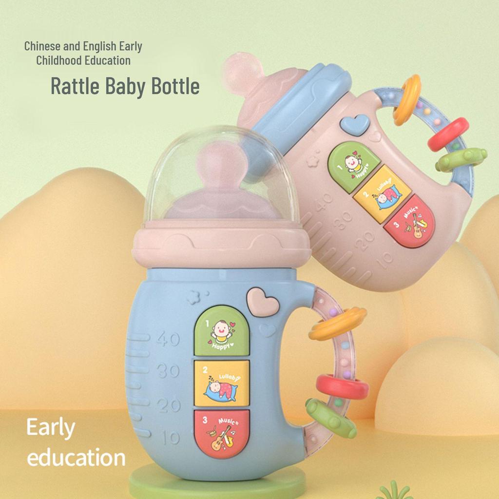 Bilingual Baby Teether Toy with Soothing Sounds & Storytelling Functions