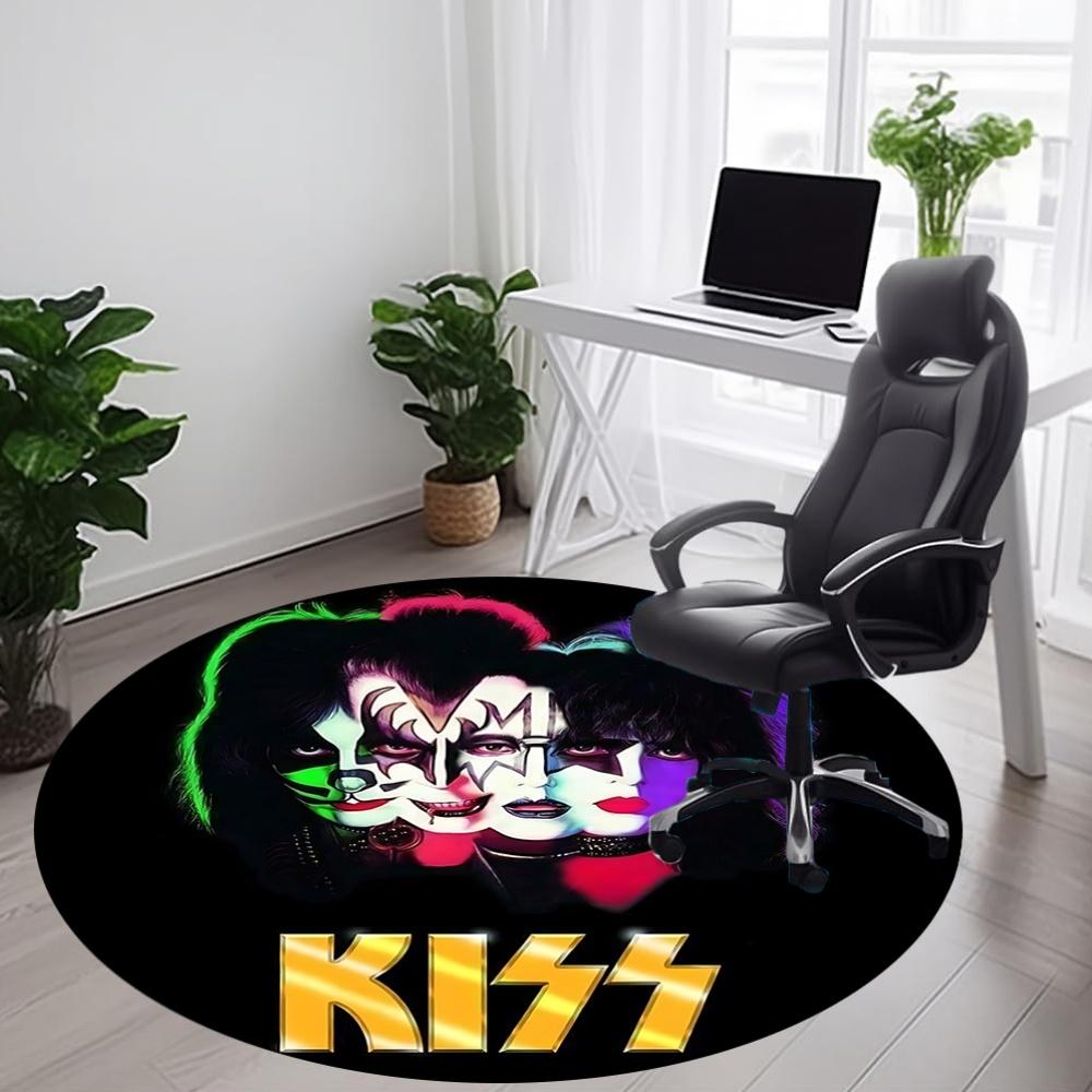1pc Kiss Band Merchandise Carpet, Round Non-Slip Durable Large Size Office Carpet, Suitable for Office, Beautiful Decoration