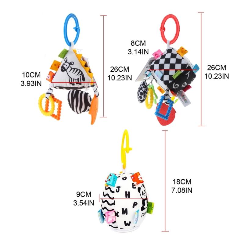 Jingle Toy for Stroller Bed Bell Hang the Baby's Bedside to Soothe Wind Chimes Clinking Rings & Silicone Teether