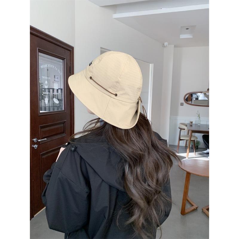 Men's Women's Summer Outdoor Camping Neck Protection Basin Hat Japanese Style Large Eave Sunshade Leisure Sun Protection Waterproof Hat