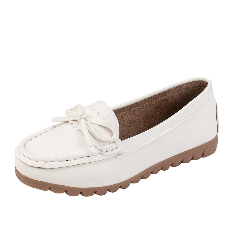 Women's Flat Shoes Autumn New Round Head Mid-mouth Butterfly Knot Soft Sole Anti-slip Wear-resistant Single Shoes