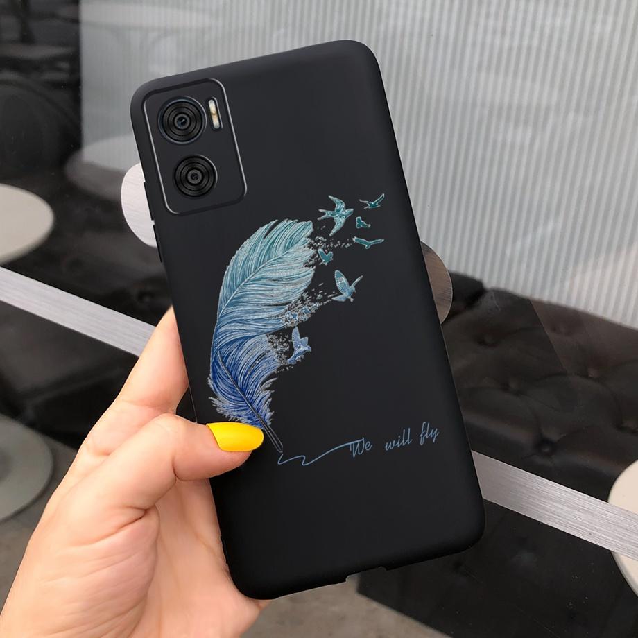 For Motorola Moto E22 Moto E22i Case Soft Matter Black Silicone Back Cover For MotoE22 E 22 Coques Cartoon Cute Fundas For Child
