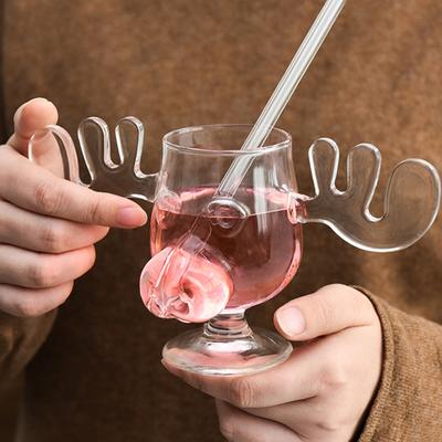 Tazza da vino riutilizzabile con renna creativa da 235 ml, a forma di cervo, design adorabile, decorazione per tavolo da pranzo, riutilizzabile