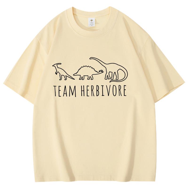 Fashion New Team Herbivore Tshirt Unisex and Women Cartoon Tshirt Harajuku Streetwear Cotton Casual Tops Dinosaur Images Tees