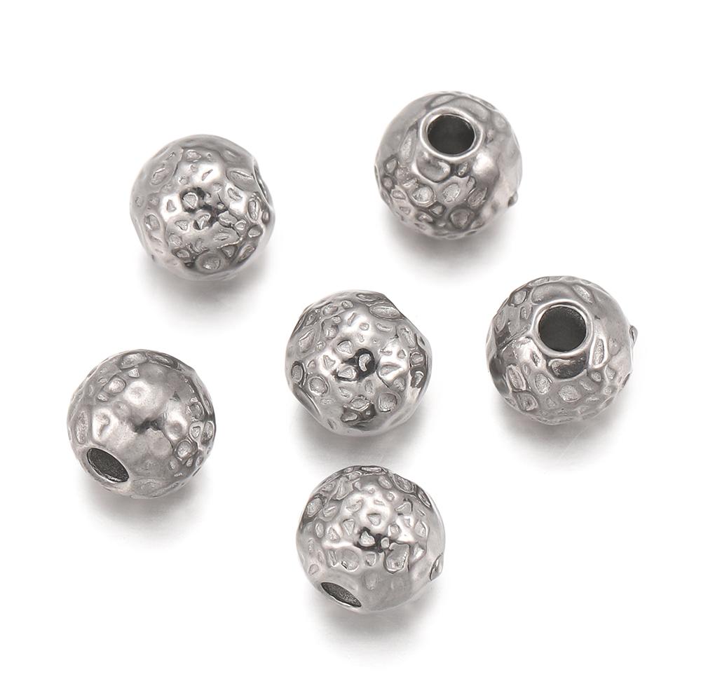 

10pcs/lot 4 5 6mm Gold Plated Stainless Steel Frosted Hammered Ball Beads Charm Loose for Bracelet DIY Jewelry Making Supplies 4mm