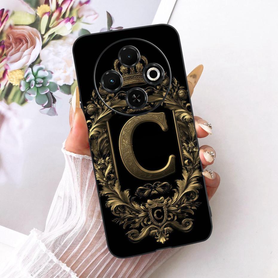 2025 Fashion Crown Letter Case For Tecno Spark 30C 30 Pro 4G Black Silicone Soft Cover For Tecno Spark30C 30 30Pro Phone Cases