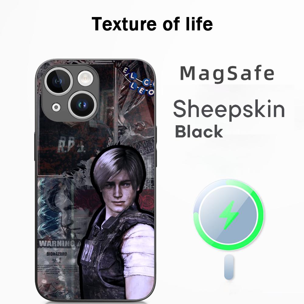 Ada wong X Leon hot game poster Phone Case For iPhone 17 16 15 14 13 12 Plus Pro Max  High-end Luxury Magsafe Sheepskin