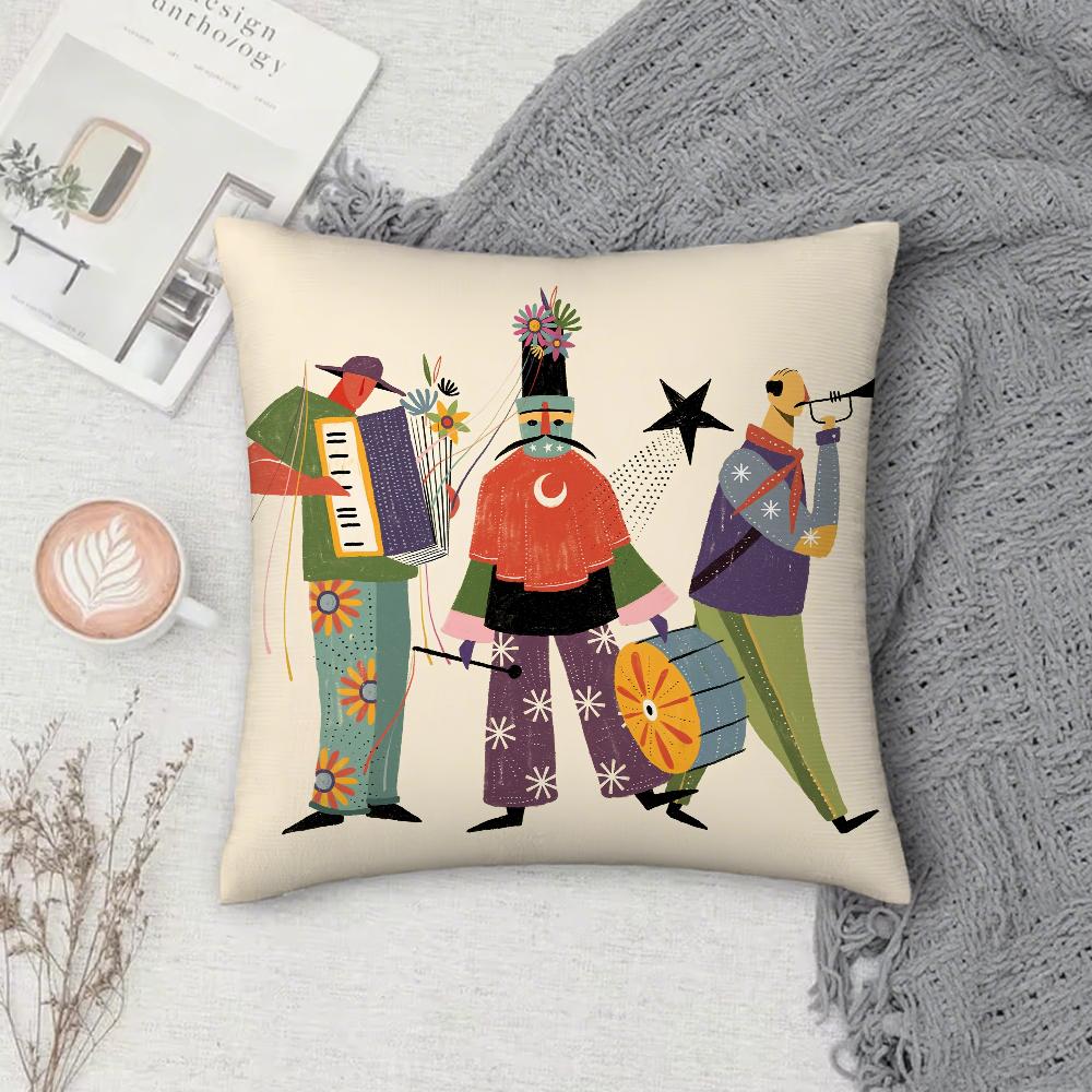 Brazilian Abstract Willian Santiago Art Pillow Case Square Double-Sided Printing Short Plush Sofa Cushion Cover Bedside Pillow