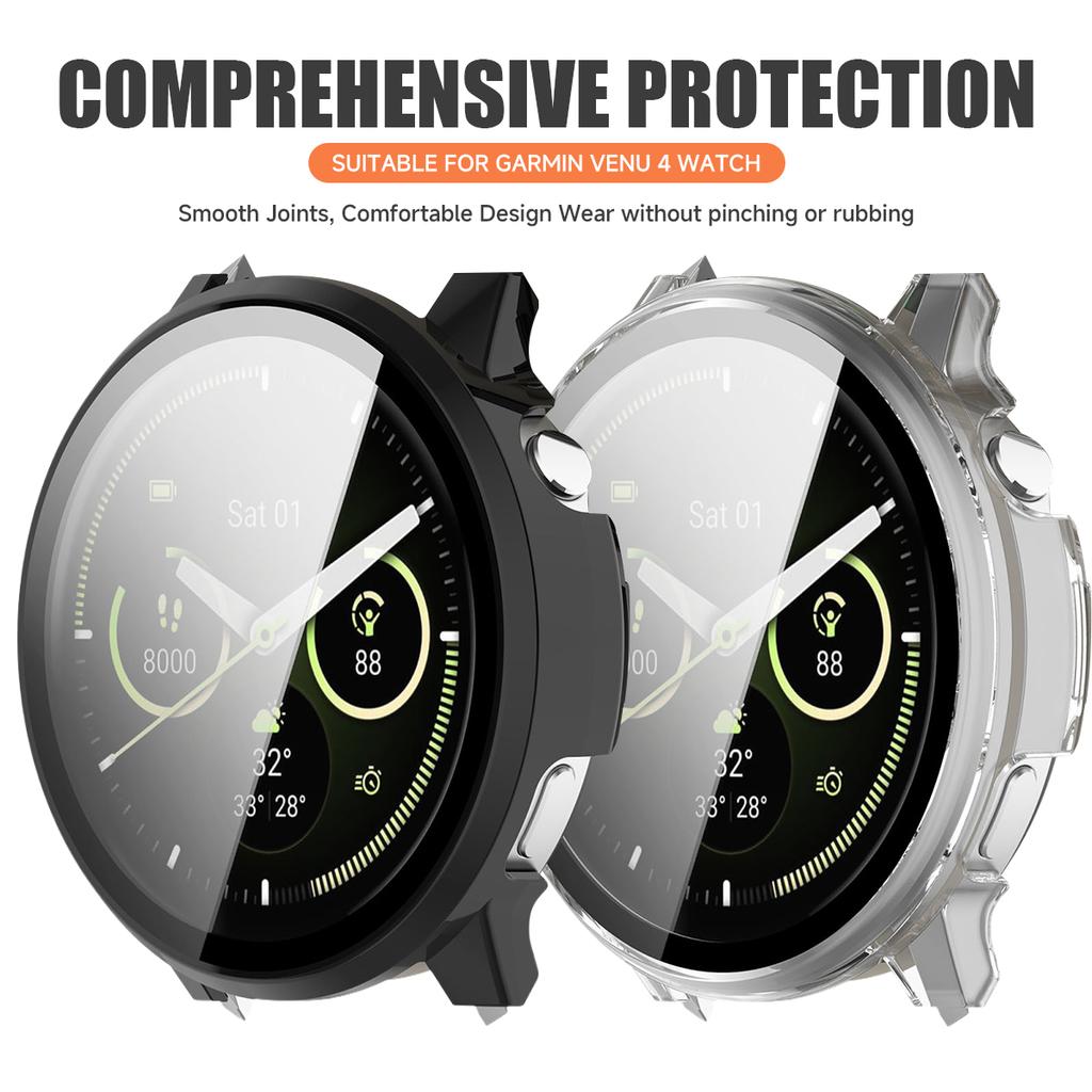 Case+Glass For Garmin Watch Venu 4 45/41MM Smartwatch Cover Screen Protector Anti-drop Bumper For Venu 4 Replacement Accessories