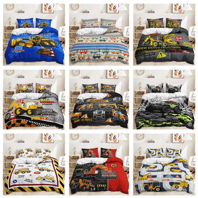 3D Engineering Car Bedding Set Boys' Room Duvet Cover Pillow Case 2/3 Pieces Microfiber Fabric Soft Home Textile Children's Room Home Decoration