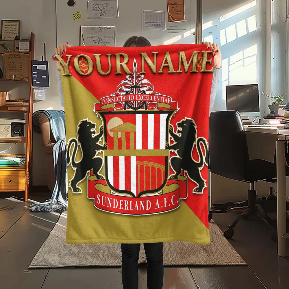 1PC Custom Name Sunderland AFC Patterned Flannel Blanket Suitable For All Seasons for Home Decor Warmth and Comfort Gifts Holiday Present -HE219