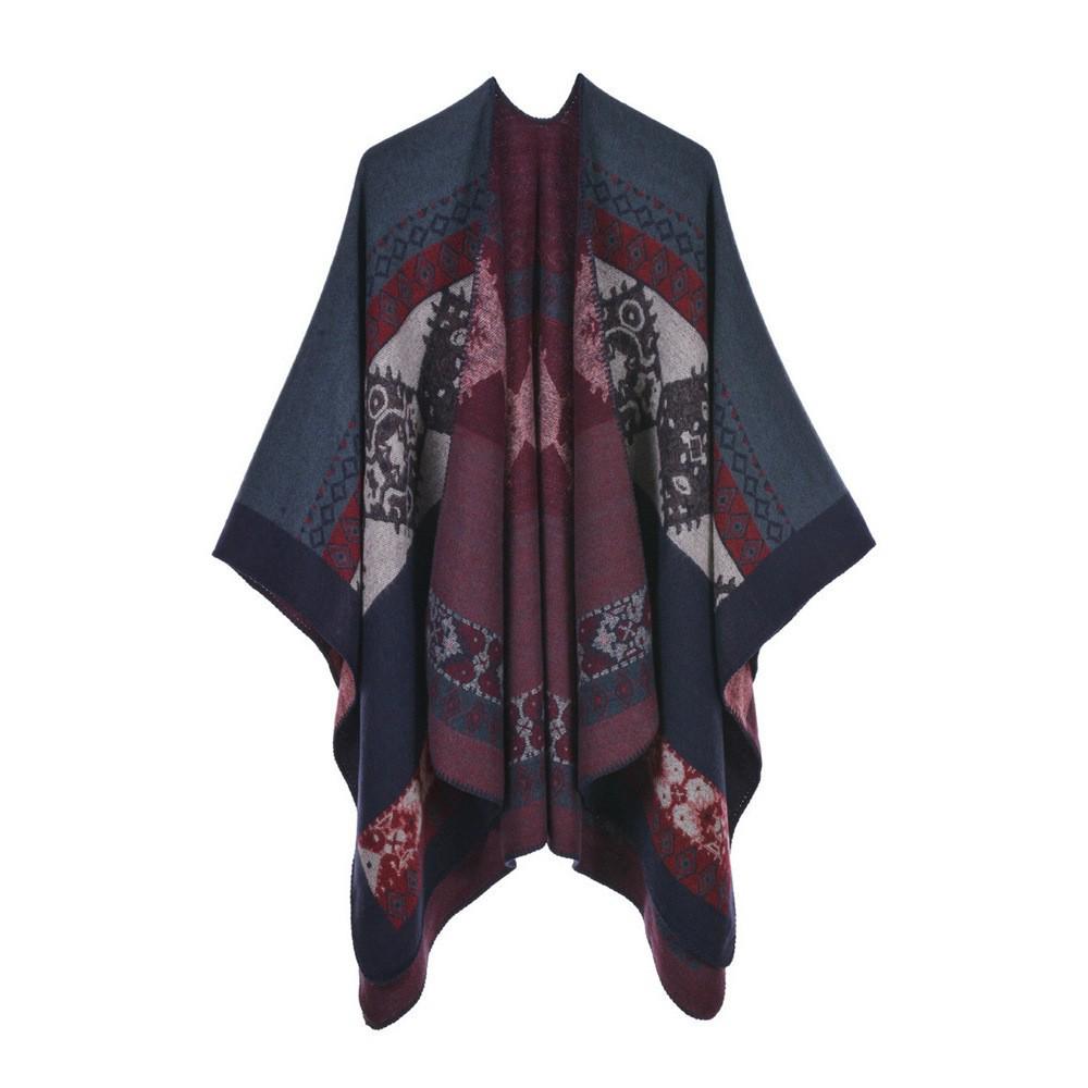 Women's Ethnic Shawl: Northwest Travel Cape, Thick Warm Scarf Cloak