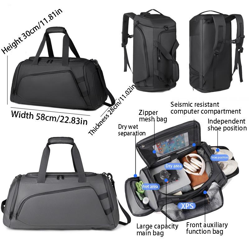 Men's High-End Wear-Resistant Insulated Travel Fitness Bag with Wet/Dry Separation