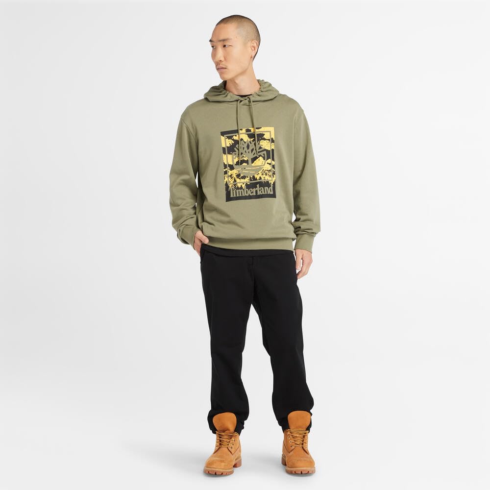 Timberland Men's Graphic Loopback Hoodie Sweatshirt, Cassel Earth, Size S (TB0A2PTV5901)