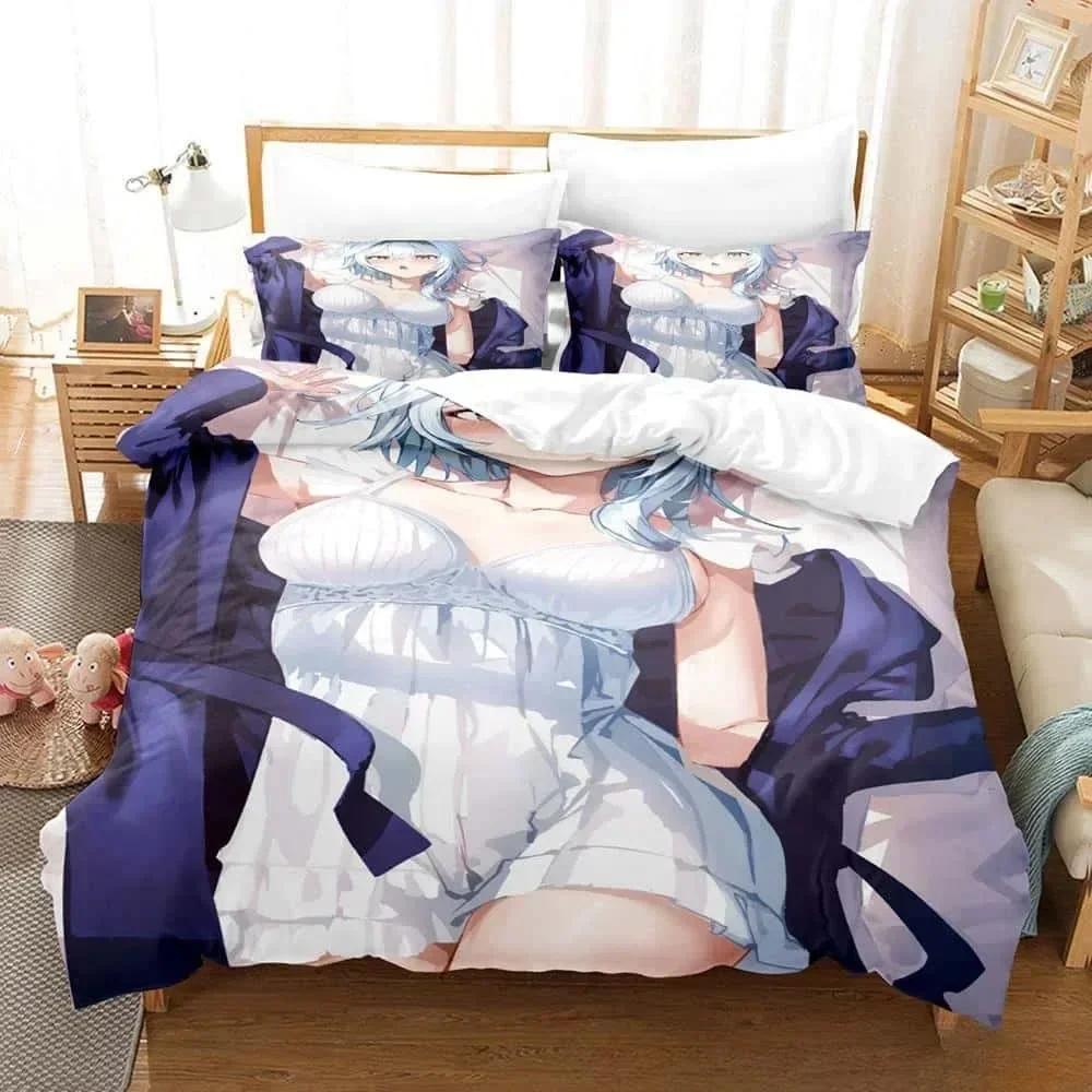 Kawaii Anime Genshin Impact Eula Lawrence Bedding Set Single Twin Full Queen King Size Bed Set Adult Kid Bedroom Duvetcover Sets