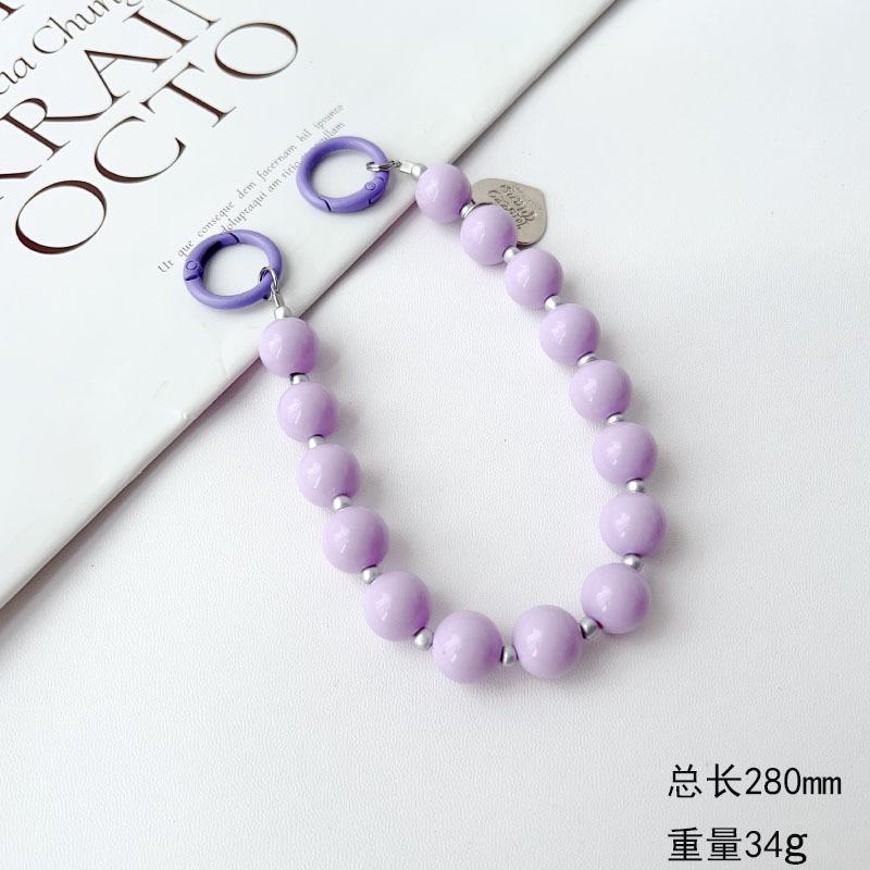 Korean and Japanese Style INS Solid Color Beaded Chain Phone Case Lanyard Handheld Wrist Strap Pendant Decoration Universal Phone Case