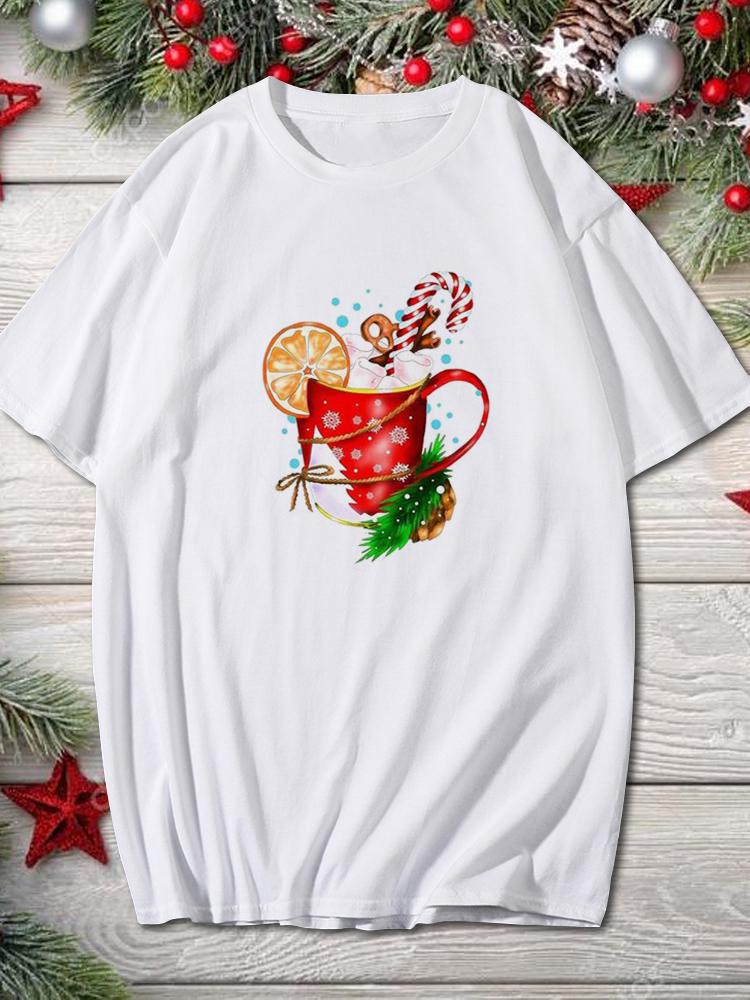 2025 Merry Christmas Women Holiday Fashion T Shirt Trend Graphic T-Shirts Holiday Tshirt New Year O-Neck Cartoon Top Xmas Gifts
