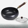 Traditional Cast Iron Wok Pan 24cm Pure Iron Cookware with Physical Non-Stick Technology Coating-Free Chinese Skillet