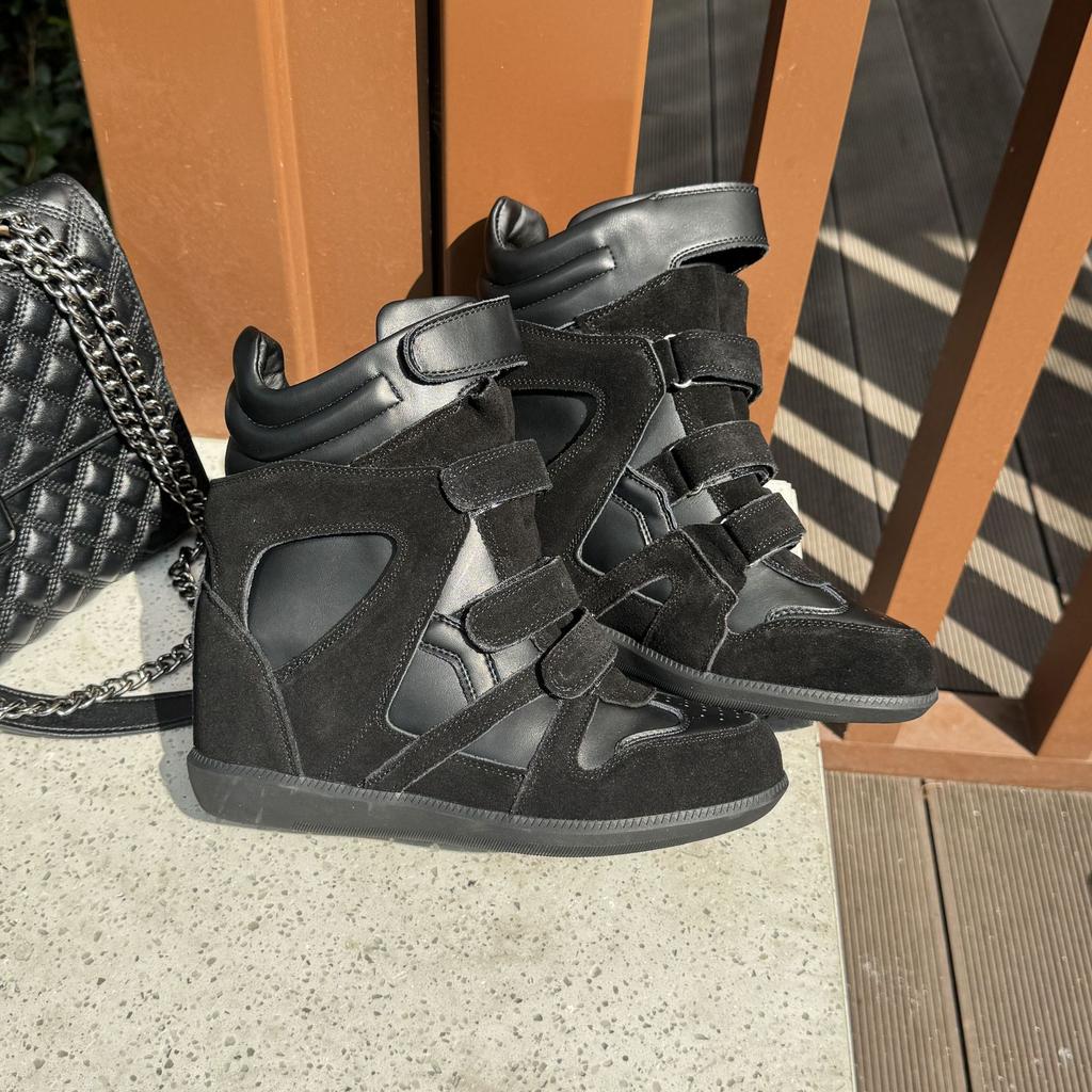 Retro Damen Kurzstiefel mit dicker Sohle Lässige Damen Sneaker mit Höhenvergrößerung High-Top Design Wander-Knöchelstiefel Sportschuhe