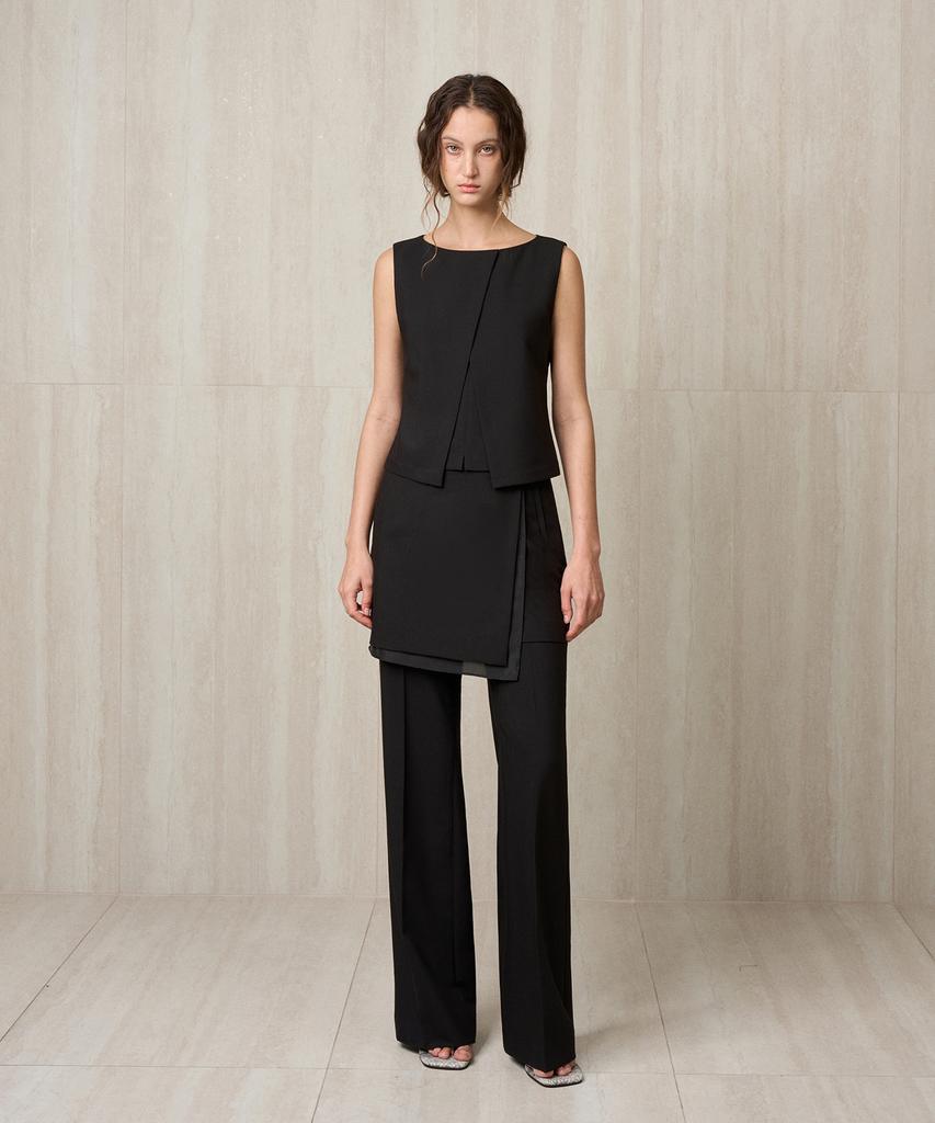 RE RHEE Tailored Skirted Trousers Black