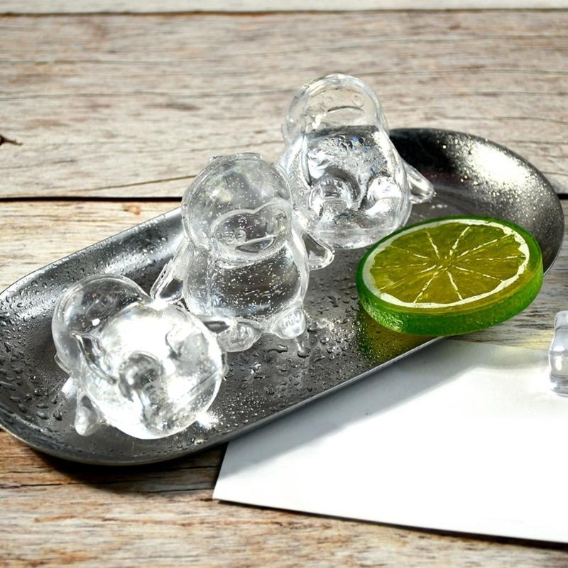 Mehrzweck Robuste Silikon Pinguine Eiswürfelform mit Deckel 4 Fächer Whiskey Eisform Leichtes Entformen Heimzubehör