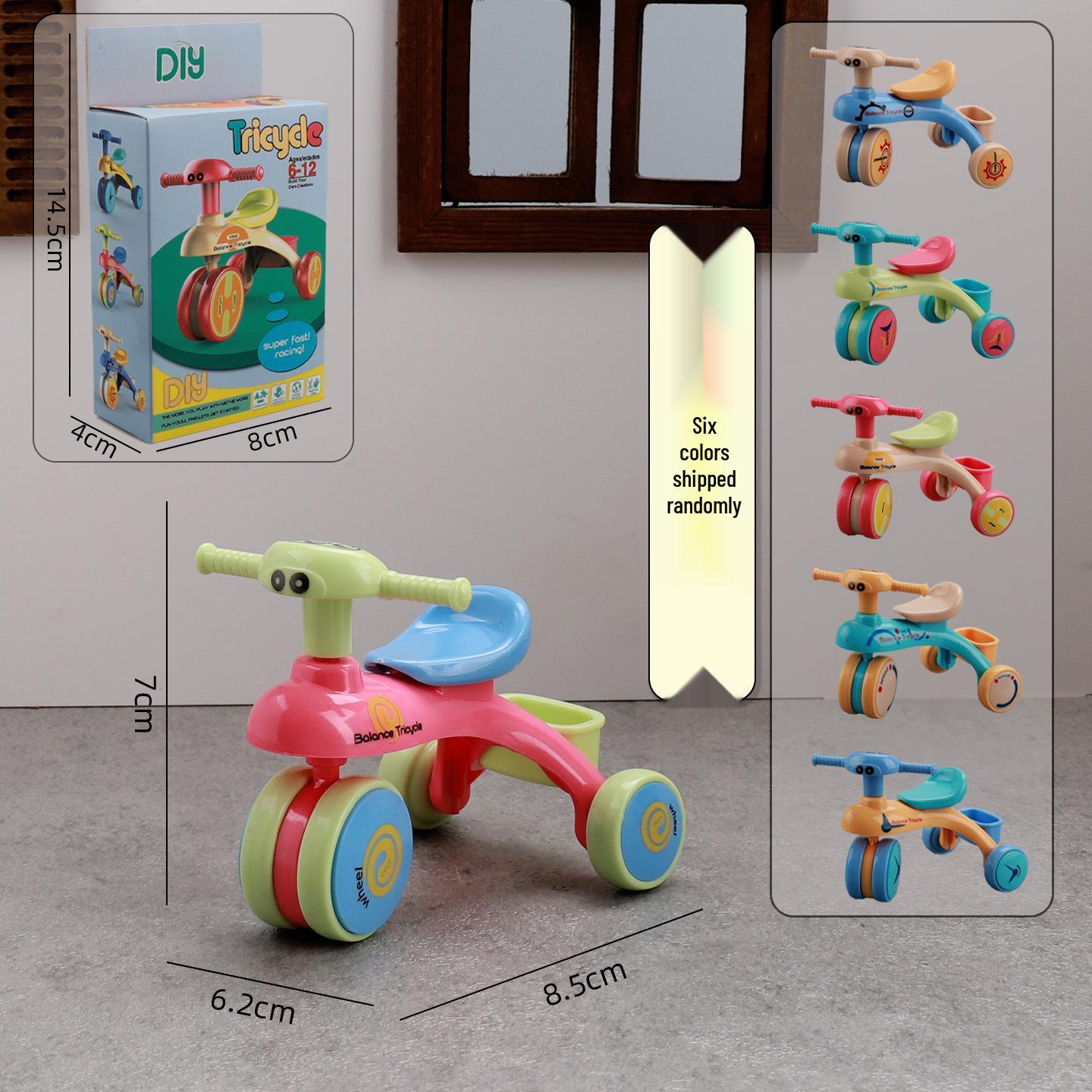 Mini Cartoon Tricycle Simulation Toy: Cute Children s Role-Playing Bicycle Ornament