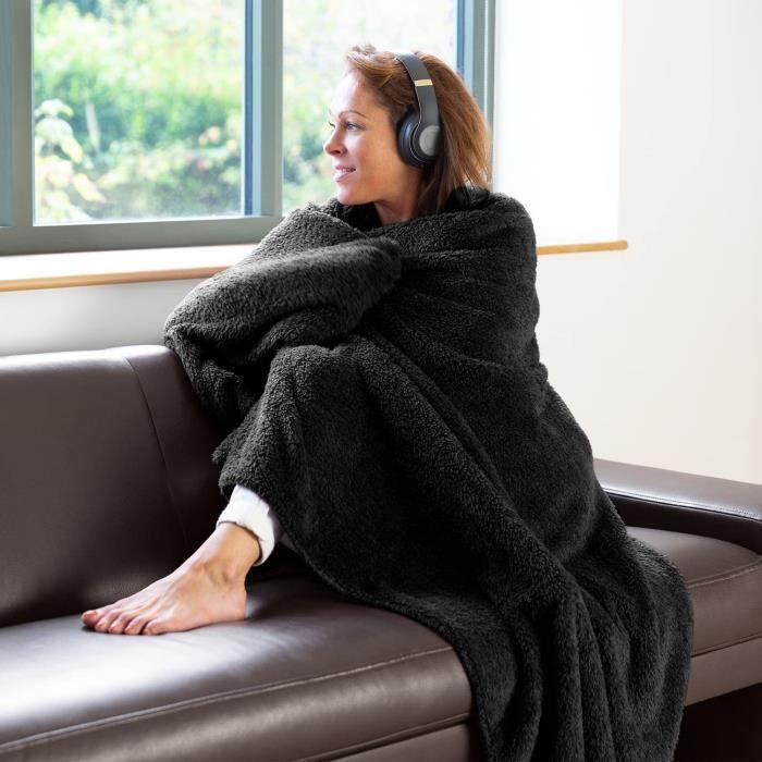 Snug Rug Sherpa Couverture - Plaid De Luxe - 127 X 178 Cm - 270 G/m²- Noir