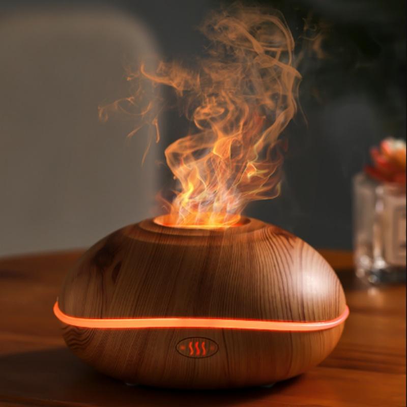 2024 New Simulated Flame Humidifier Colorful Night Light Ultrasonic Atomization Can Add Essential Oil Small Aromatherapy Machine