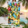 Smurfs Beach Towel, Personalized Custom Text, Quick Dry Soft Large Towel For Swimming Pool Travel