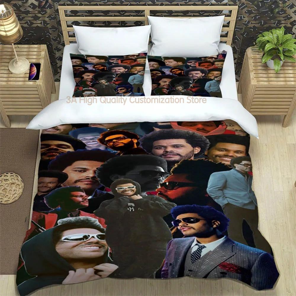 

Комплекты постельного белья с принтом певца The Weeknd Изысканный набор постельных принадлежностей Пододеяльник Набор одеял Комплект постельного белья Роскошный подарок на день рождения EU single(135x200cm)