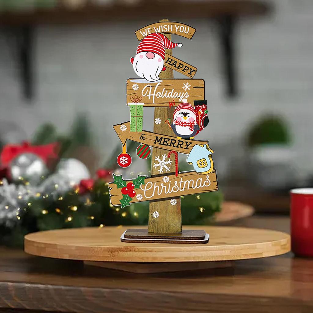Wooden Christmas Trees Tabletop Decoration Rustic Wood Tiered Tray Decor Table Centerpiece Scene Accessories for Mantle Desktop