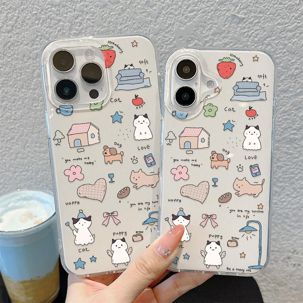 Painted Phone Case for iPhone 12 13 15 16 iPhone 16 12 13 14 15 Pro  14 15 16 Pro Max Coverage Shockproof Anti-Fingerprint Fresh Style Protective Case